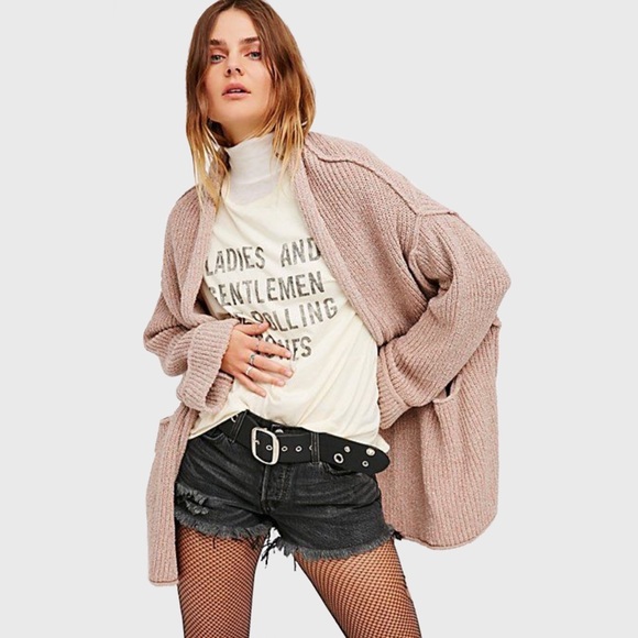 Free People Sweaters - Free People Low Tide Cardigan Oversized Slouchy Cozy Knit Sweater Rose Pink Boho